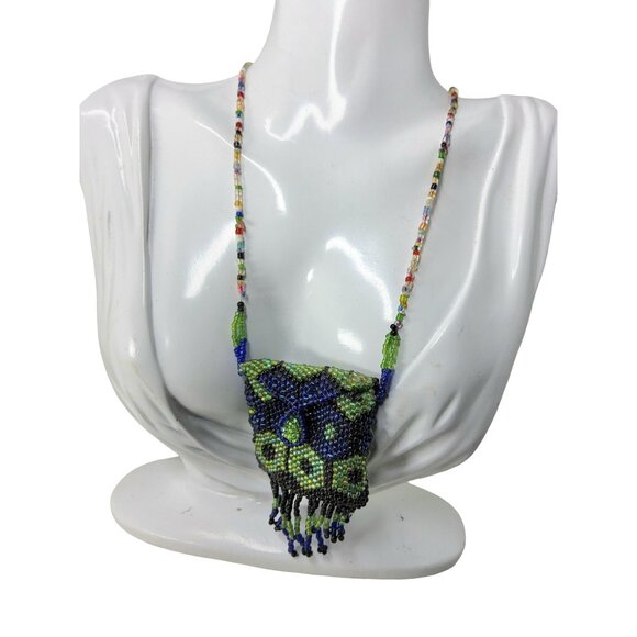 handcrafted multibeaded mini boho bag necklace - Picture 1 of 11